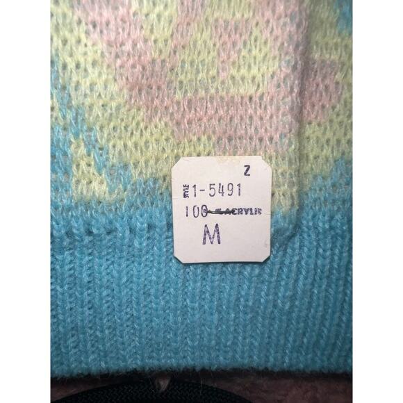 Vintage-Inspired Sleeveless Sweater Vest Pastel Colored Paisley M MADE IN USA - Picture 4 of 4